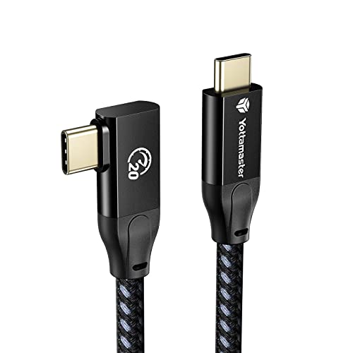 Yottamaster USB Type-C ケーブル(1m、L字型) 100W PD急速充電対応 20Gbps高速データ転送 4K@60Hz映像出力 USB3.2 Gen2x2 タイプc ケーブル E-markerチップ内蔵 Type-C機種対応 超高耐久 ブラック[P-U100-CC20-2]