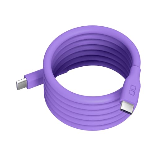 CIO 柔らかいスパイラルシリコンケーブル CtoC (Type-C/USB-C) 急速充電 磁石 マグネット吸着 充電ケーブル PD 240W データ転送 480Mbps 形状記憶 絡まりにくい iPhone15 / 16 / Macbook Pro/Air/iPad/ノートパソコン Galaxy Google Pixel Android (アンドロイド) (パープル, 1m)