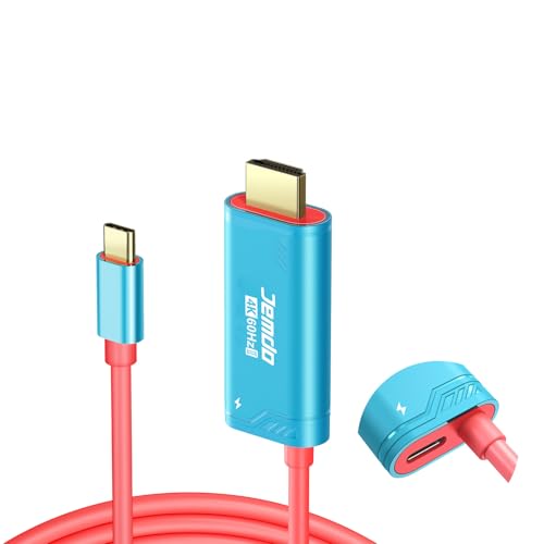 JEMDO Switch 2 ドック HDMI ケーブル 4K@60 Hz USB C 3.2 to HDMI 2.0 2 m 18 Gbps【ドック不要・テレビ接続/出力対応】 高速伝送 PD100W充電 兼用 三重シールド 金メッキコネクタ に適合する 任天堂 スイッチ2 / OLED/Steam Deck/ROG Ally 対応 - 青