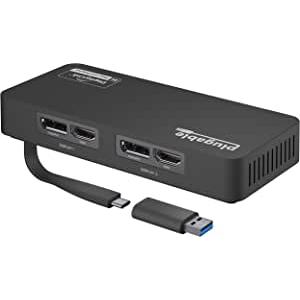 Plugable USB-C 変換グラフィックアダプタ、ディスプレイ変換 Windows、Mac 用 デュアル 4K HDMI および DisplayPort、USB 3.0、USB Type-C 対応